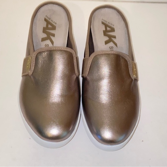 Anne Klein AK Sport Bronze Metallic Slip On Wedge Slides Mules - Picture 4 of 16